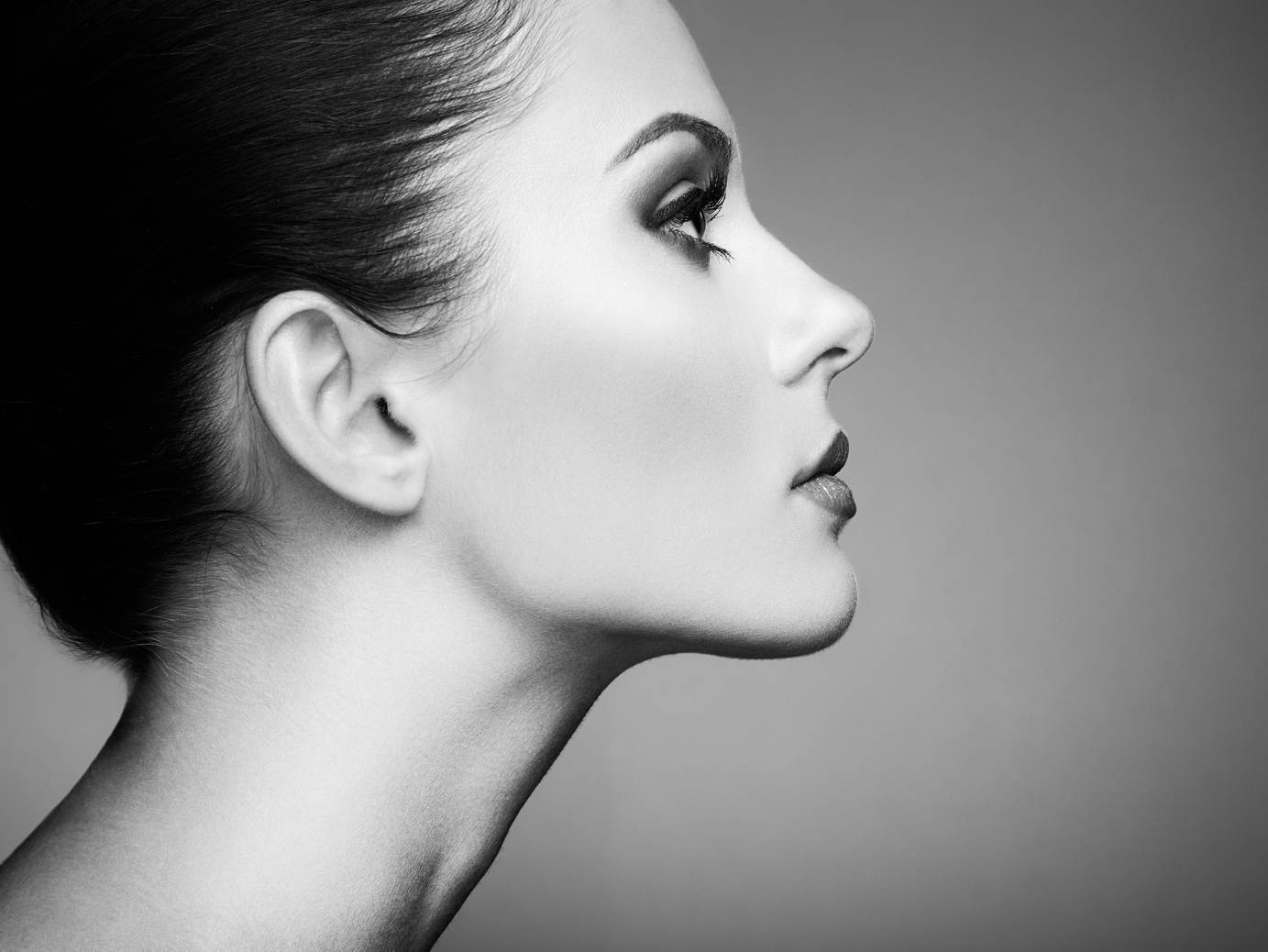 Beautiful Woman Face Portrait Monochrome Photo 